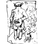 Джентльмен и собака векторное изображение
